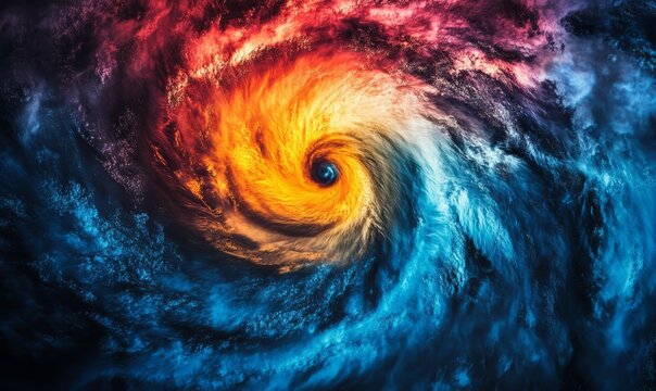 Hurricane radar map showing intense weather patterns in vivid colors, storm tracking concept with geographical accuracy