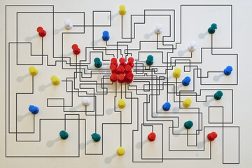 complex messy management or organization, chaotic decision tree, complicated business process