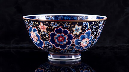 An exquisite high-definition close-up of an Imari ware rice bowl from Japan, featuring vibrant hand-painted designs, intricate patterns, and traditional craftsmanship that showcases the beauty of Japa