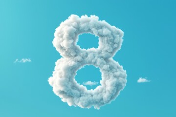 Fototapeta premium white clouds in the thin strokes in the shape of the number 