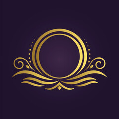Gold Luxury Frame - Elegant Ornate Circle with Floral Design
