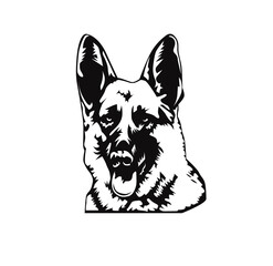 German Sheppard Head - Black and White