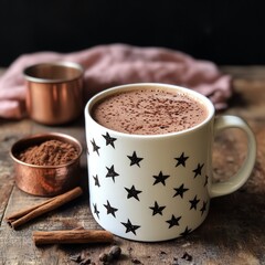Hot Cocoa Being Poured into Starry Ceramic Mug