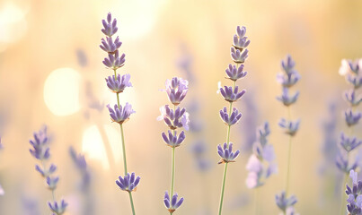 A close-up of lavender flowers with a soft, dreamy background.