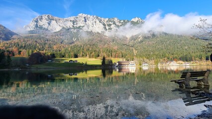 Austrian Lake with mountains landscape
