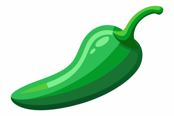 Green Poblano Chili Isolated on White