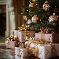 Chic Pink and Gold Christmas Decorations