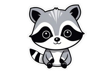 Fototapeta premium Cartoon raccoon with black and white fur sticker