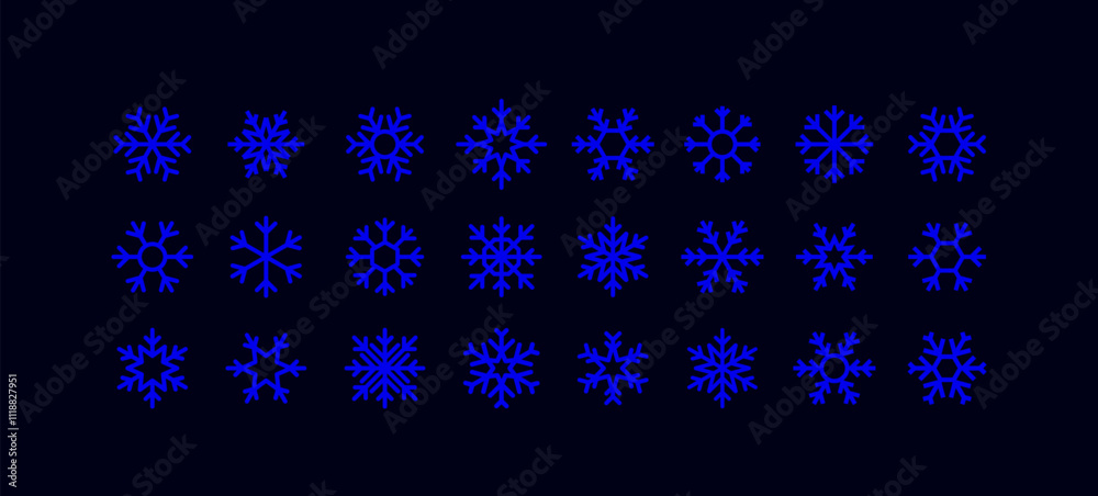 Poster snow flake vector icons set - winter snowflake illustration - line snow flake symbols
