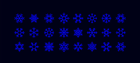 Snow Flake Vector Icons Set - Winter Snowflake Illustration - Line Snow Flake Symbols