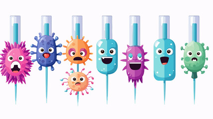 Illustration of a Cartoon Syringe Character in Different Poses for Coronavirus Vaccination Campaigns