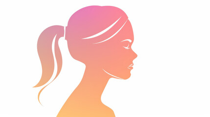 A vibrant silhouette captures the elegance of a stunning caucasian female in a dark shirt, blending colors beautifully.