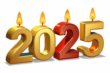 Happy New Year 2025 vector art and illustration