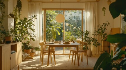 Indoor plant haven cozy dining space home natural light tranquility lifestyle vibe