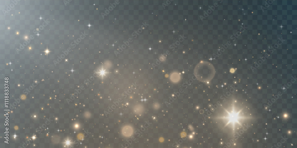 Aufkleber Glowing bokeh and glitter cloud effect with bright dust particles isolated on transparent background. Star cloud vector with glare and shine.	
