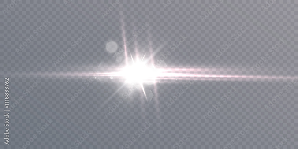 Poster Bright light effect with rays and glare shines with colorful light for vector illustration.	