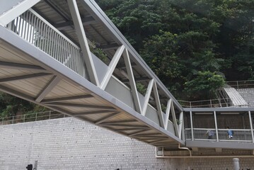 Modern Pedestrian Bridge in Urban Landscape