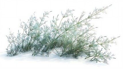 PNG Image of a Fresh Dill Plant, Featuring Vibrant Green Leaves, Isolated on a White Background, Perfect for Culinary Use