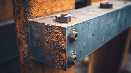 Rusted Metal Structure With Bolts And Nuts