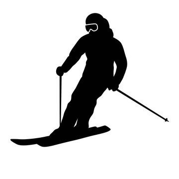 recommend clip art: Ski silhouette. Silhouette of a skier. Winter sport, extreme sport concept. Isolated background. Vector illustration. Skiing and snowboarding sport silhouette