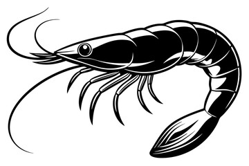  A raw shrimp on white background vector art illustration