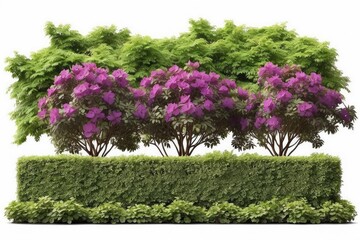 Obraz premium Tropical plant purple flower fence bush green shrub tree isolated on white background with clipping path.