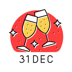 new years eve usa holiday color icon vector. new years eve usa holiday sign. isolated symbol illustration