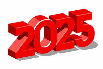  New year 2025 isolated on a white background