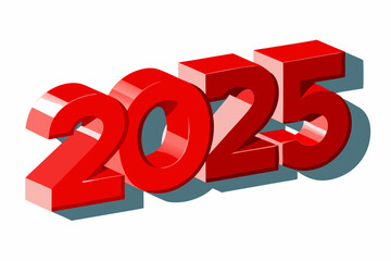  New year 2025 isolated on a white background