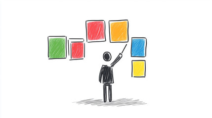 Stick Figure Ticking Off Seven Boxes on a Checklist