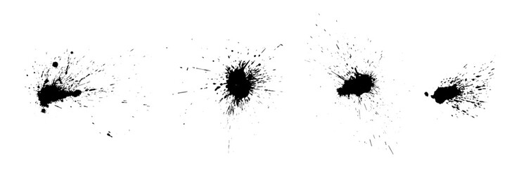 Set of abstract ink blots, stains, drops, splashes. Vector graphics.