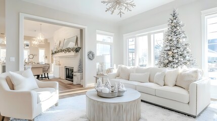 Fototapeta premium White Home Interior with High End Christmas Decorations
