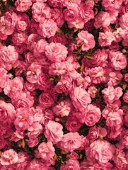 Obraz premium Floral pattern with numerous pink roses on a grey surface.