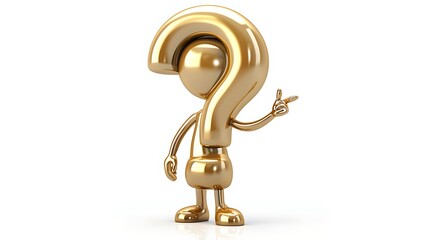Render of a Gold Question Mark Icon, Featuring a Shiny, Metallic Finish and a Luxurious, Modern Design on a Sleek Background