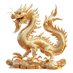 Golden Dragon Sculpture Captures Mystical Majesty and Powerful Dragon Symbolism