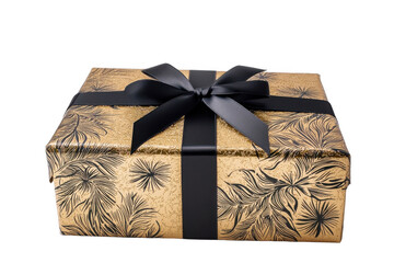 Two elegant gift boxes wrapped with stylish black ribbons and bows, creating a luxurious and festive appearance for celebrations or special occasions.