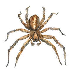 A watercolor painting of a wolf spider, isolated on a white background. Wolf spider vector.