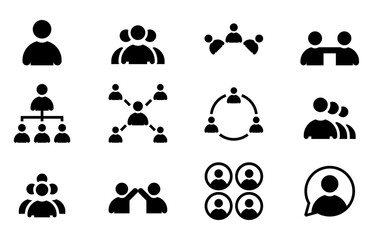 People group icon set. Work team, organization, collaboration. Vector illustration