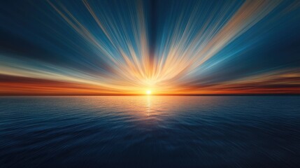 Obraz premium Vibrant Sunrise Over Serene Ocean Waters with Radiant Sky Colors