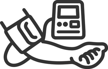 血圧を測定する人のアイコン（線画）のイラスト