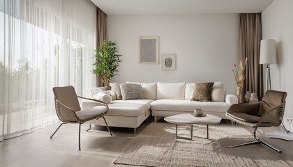 Combining colors in white and neutral living room designs effectively