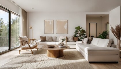 Fototapeta premium Creating a relaxing ambiance in white and neutral living rooms