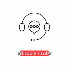 minimal editable stroke hotline icon. flat linear change line thickness simple operator logotype graphic unique design isolated on white. concept of client network for ecommerce and user consultation