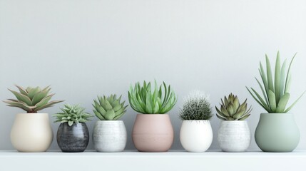 Fototapeta premium Variety of succulents arranged decoratively on a surface.