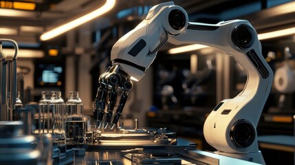 Robotic Arm in Modern Factory Setting