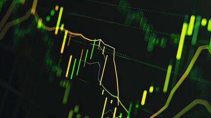 Abstract Green and Yellow Stock Market Chart