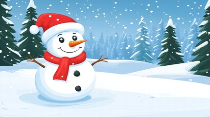 Obraz premium Happy Snowman in Winter Wonderland