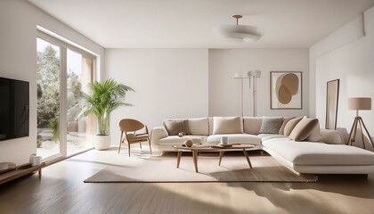 Fototapeta premium Stylish themes for your white and neutral living room decor that create a cohesive and inviting environment