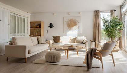 Incorporating plants into your white and neutral living room for a touch of nature and freshness