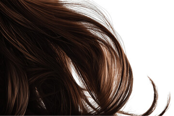 Naklejka premium Flowing brown hair wig isolated on a png transparent background, style element.
